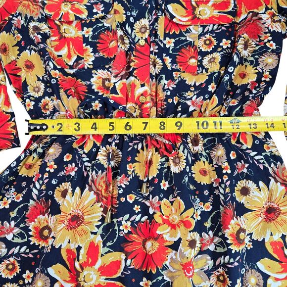 Speed Control NY Wom LG Fall Floral Multicolor Shirt Dress Groovy Retro 70s Boho - Picture 6 of 15